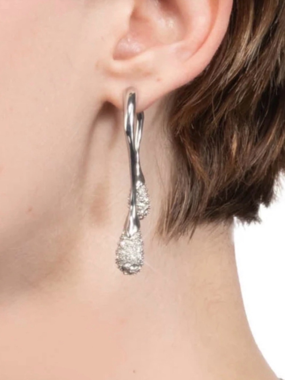 NEW Alexis Bittar Solanales Crystal Front Back Double Drop Earrings Silver JL16